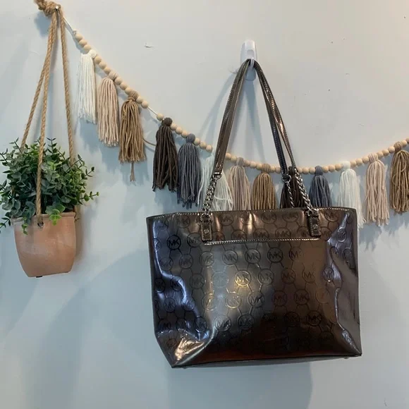 MICHAEL Michael Kors Bags Michael Kors Chrome Metallic Monogram Bag Poshmark